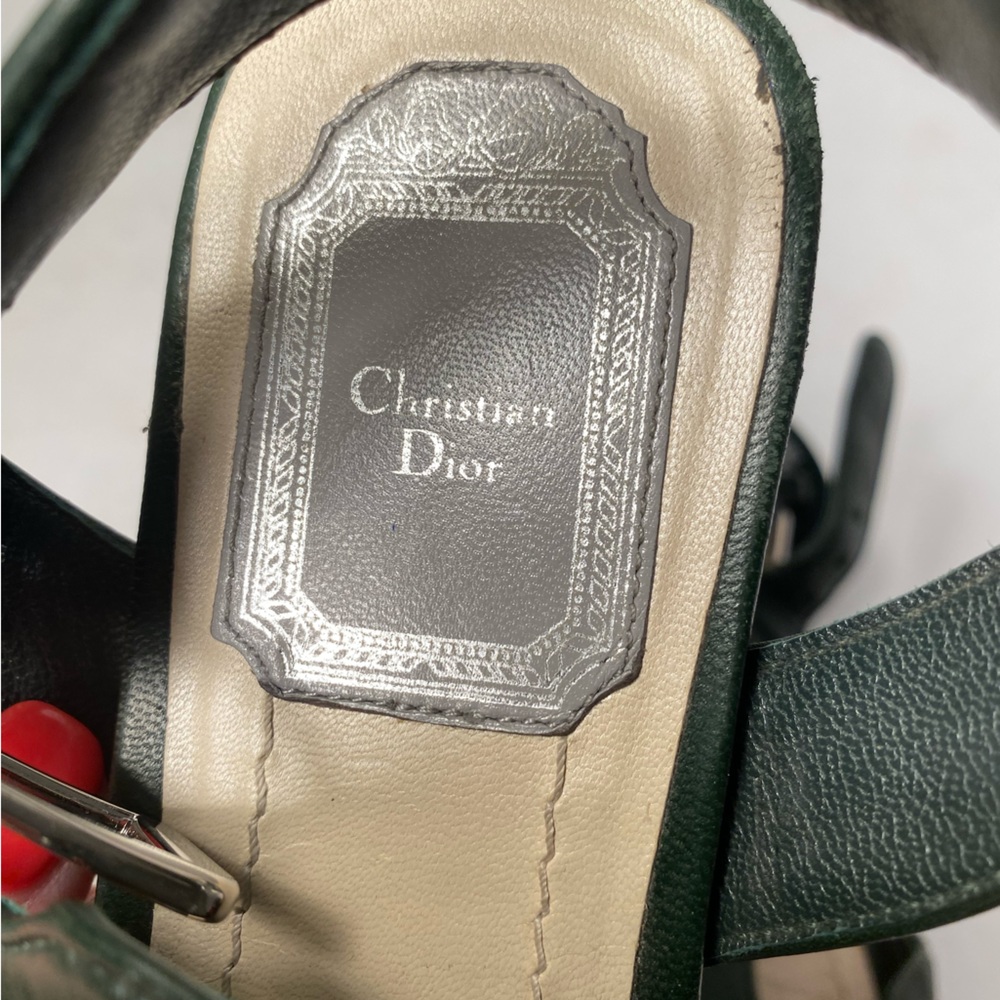 Christian Dior flat leather sandals dark green grey 36 - Picture 5 of 12